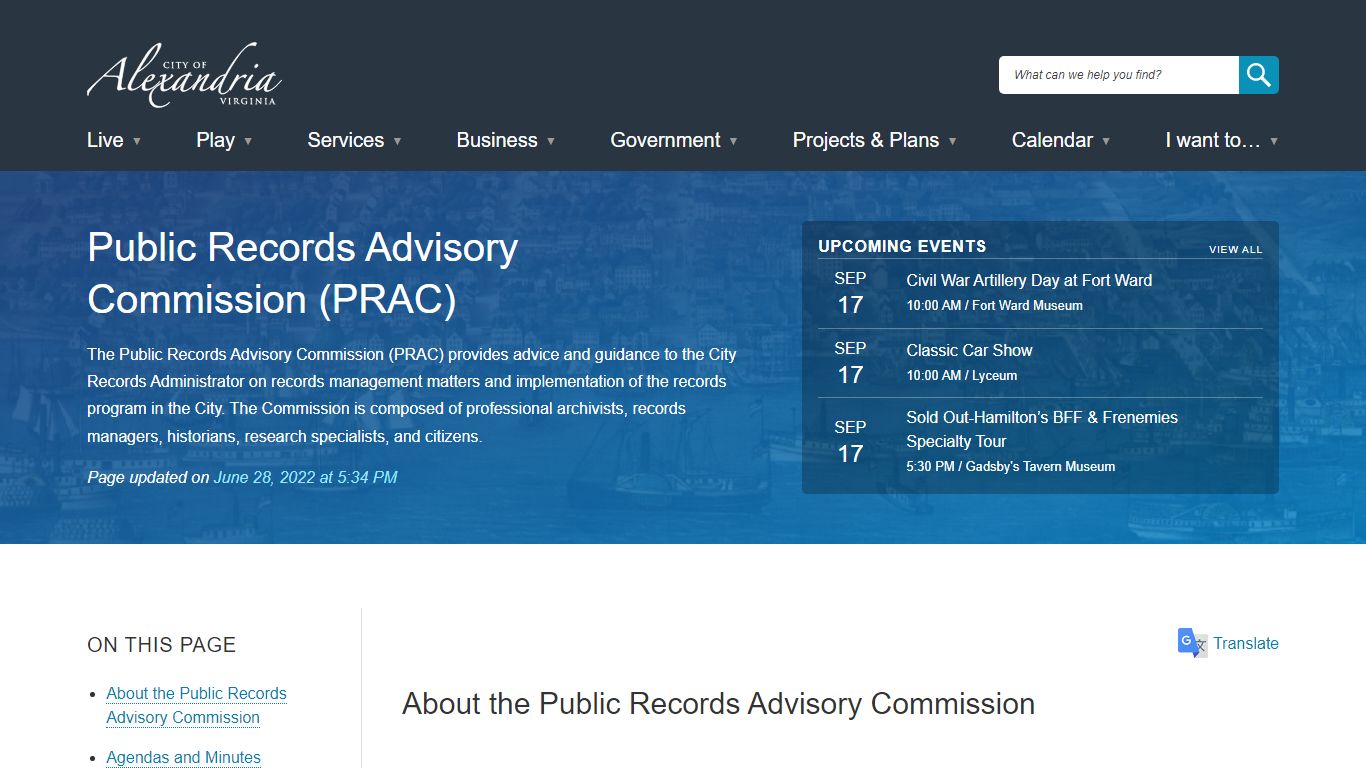 Public Records Advisory Commission (PRAC) | City of Alexandria, VA