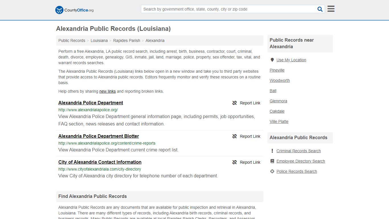 Public Records - Alexandria, LA (Business, Criminal, GIS, Property ...